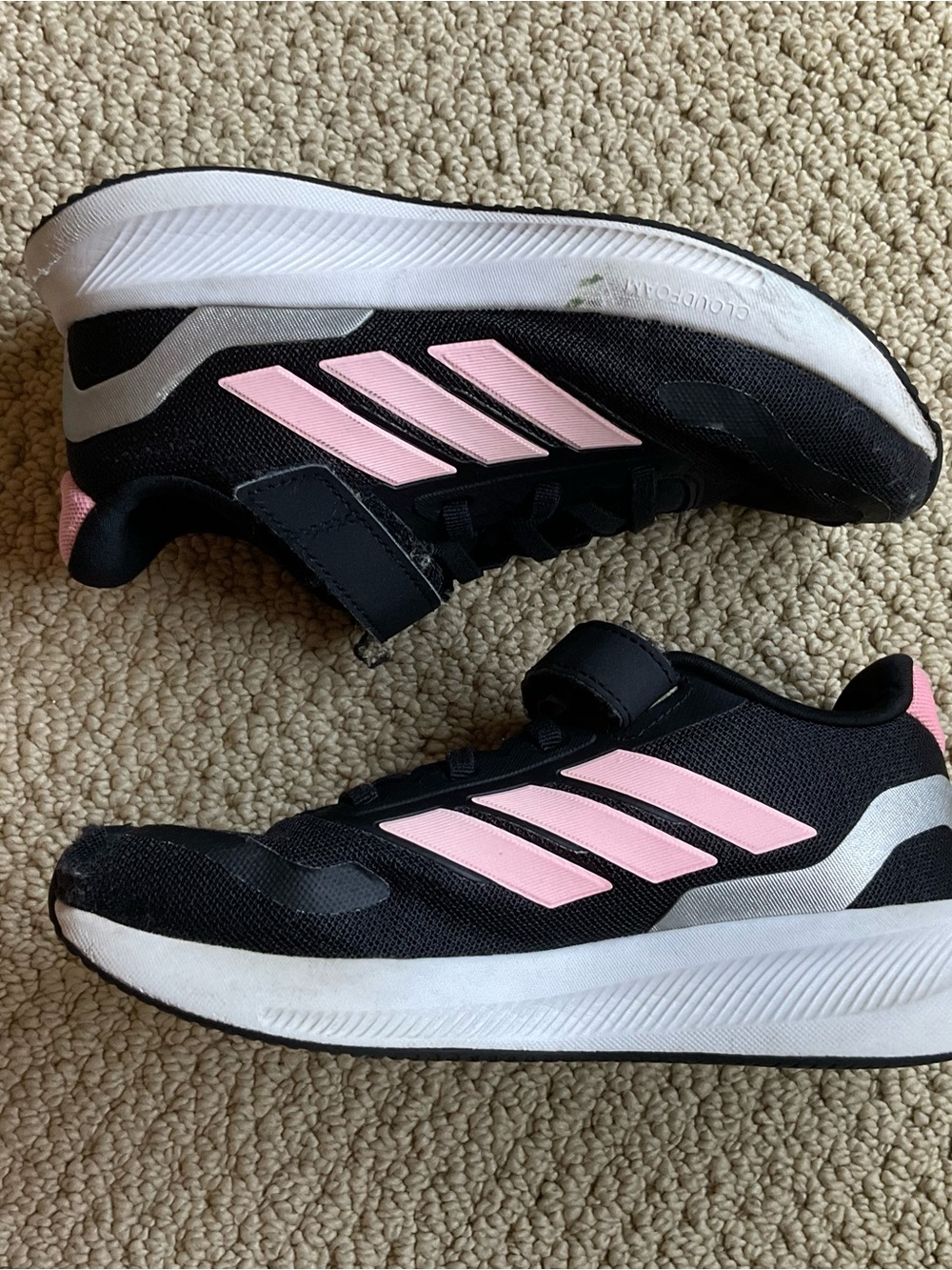 Adidas Kids Black and Pink Athletic Sneakers Size 2